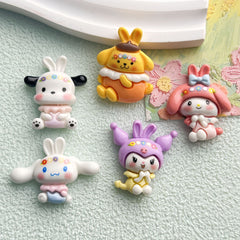 DIY Sanrio Cute Yellow Face Wreath Charms Accessories – Customizable Phone Case, Hairpin, Fridge Magnet & Keychain Set