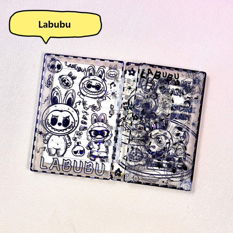 DIY Translucent White Labubu Acrylic Shaky Notebook - Customizable with Trendy & Anime IP Characters
