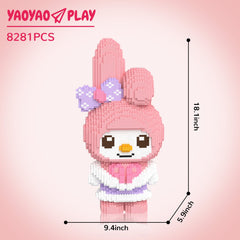 Pink Finger Bunny Building Block Set