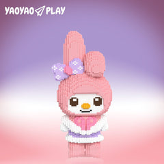 Pink Finger Bunny Building Block Set