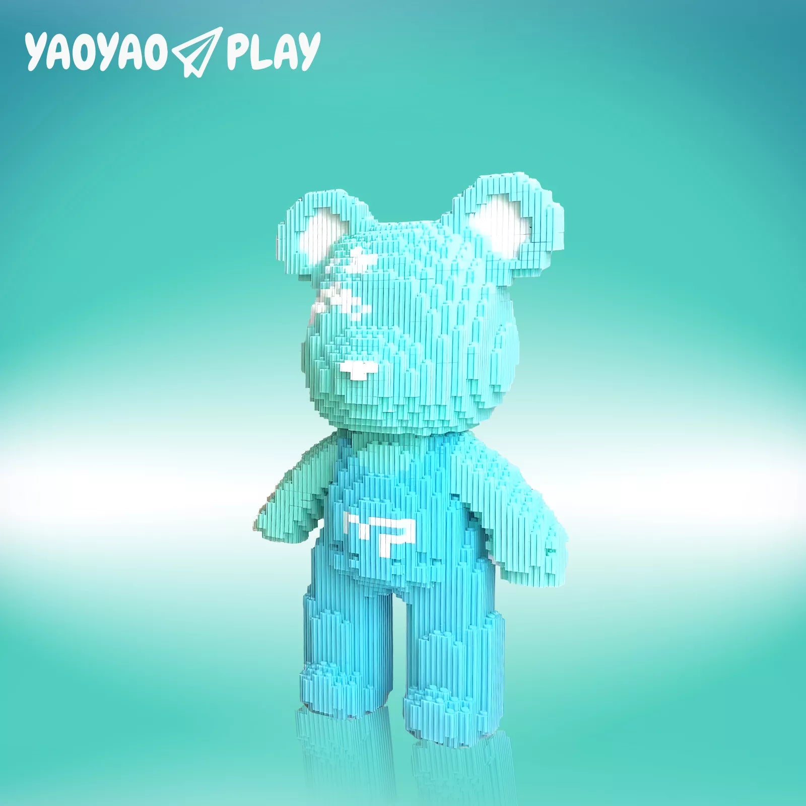 Blue Suspender Bear Building Block Set