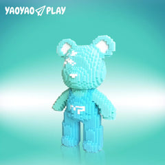 Blue Suspender Bear Building Block Set