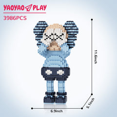 KAWS Cover Face Sitting Blue Building Block Set