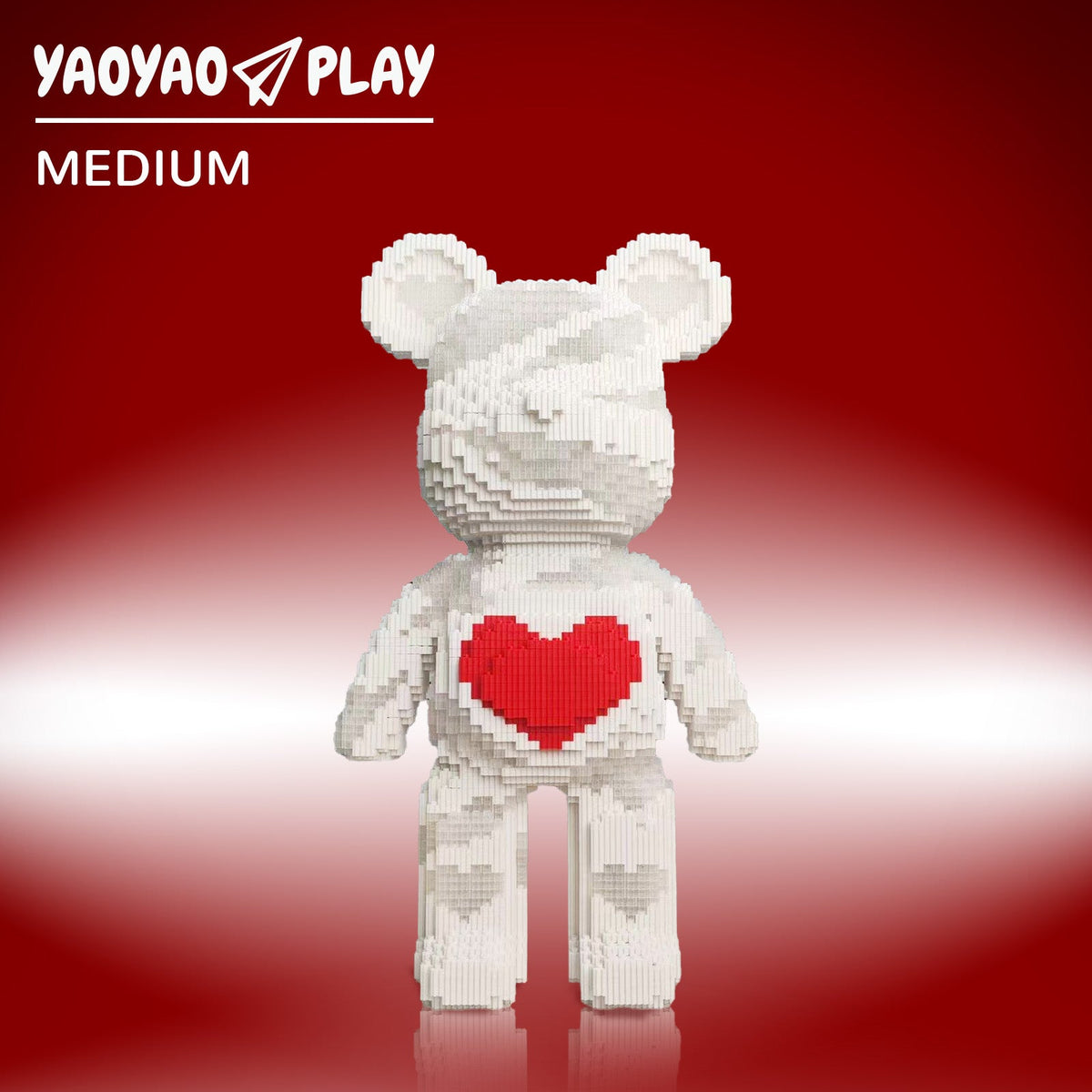 Large Red Heart Bear Building Block Set