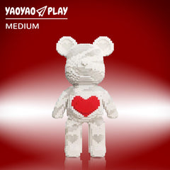Large Red Heart Bear Building Block Set