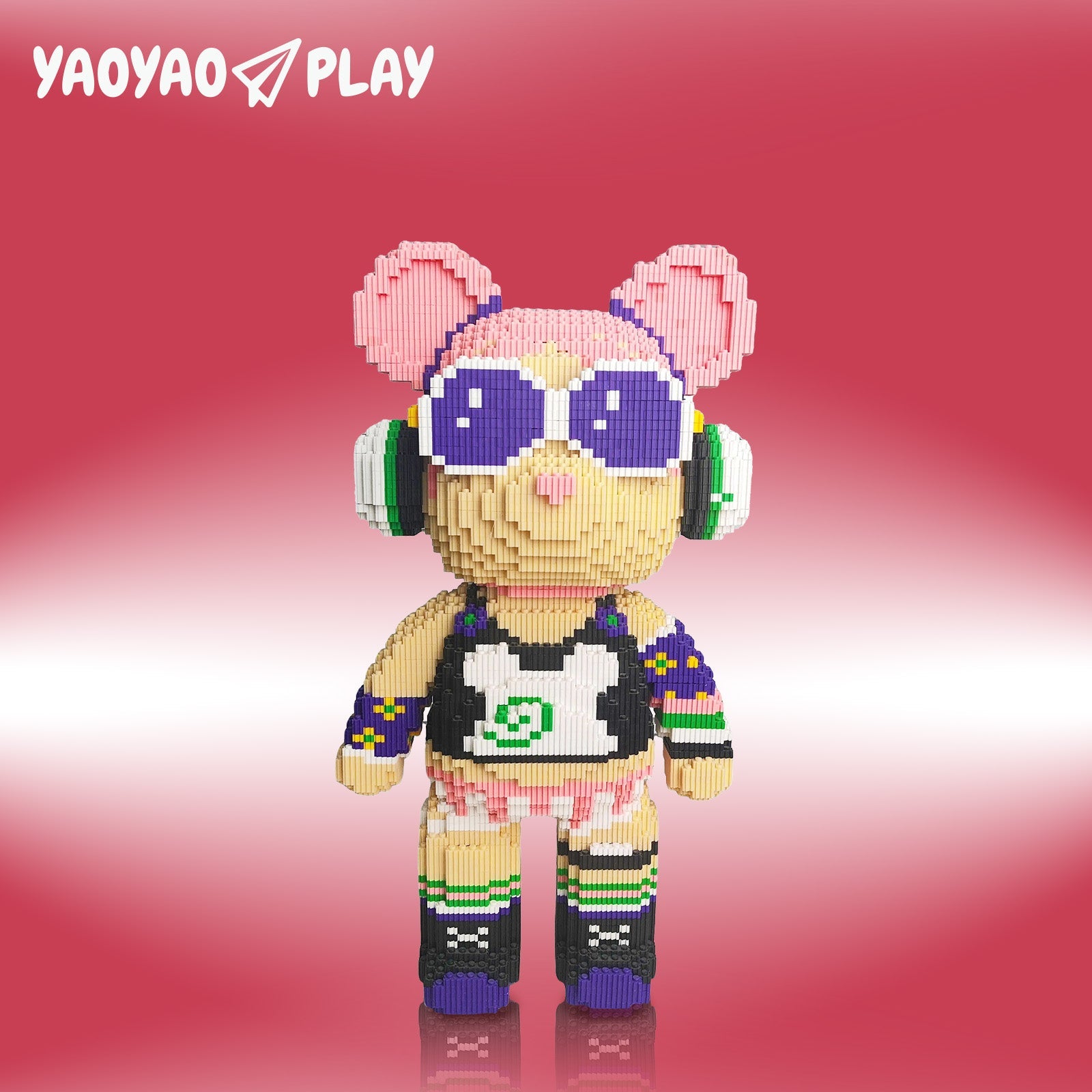 Large Rock Girl Bear Building Block Set