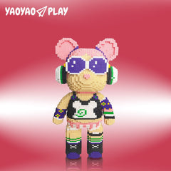 Large Rock Girl Bear Building Block Set