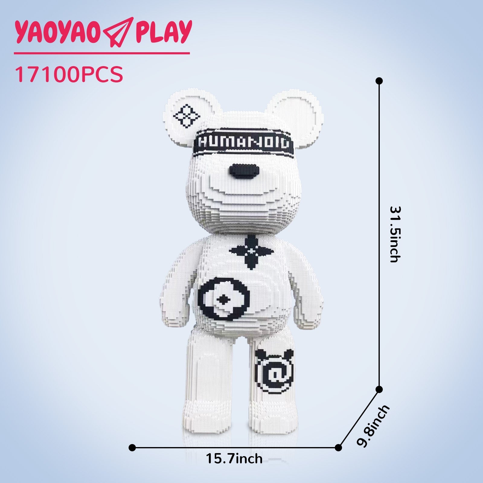 Large Black White Bear Building Block Set