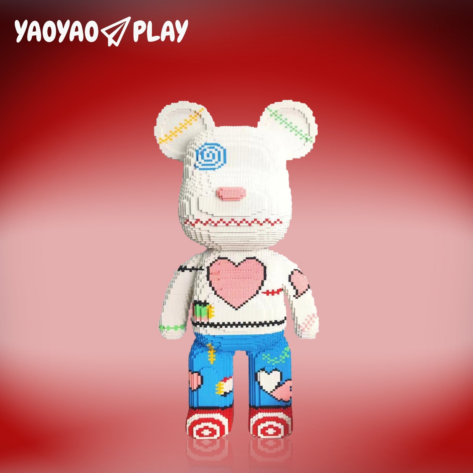Heart Patchwork Big Bear Plastic Building Blocks