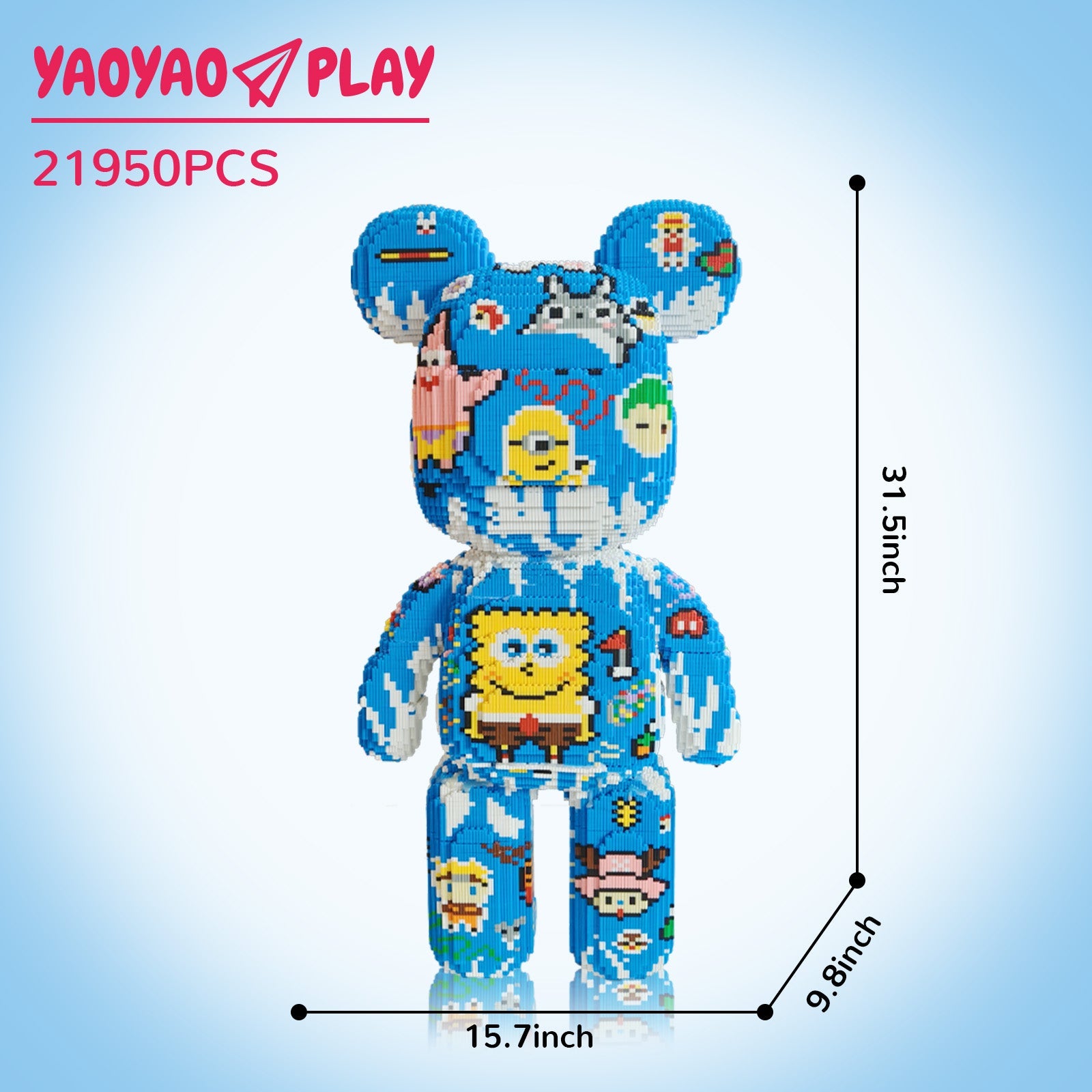 Large Sticker Graffiti Bear Building Block Set