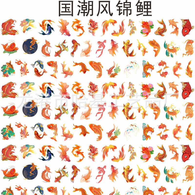 DIY Guochao Style Koi Fish Acrylic Figurines Kit for Kids - Customizable Anime Characters