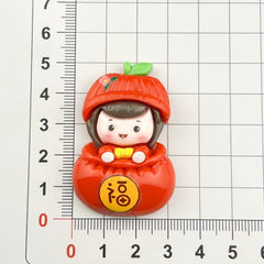 DIY  Cartoon Big Card Glossy New Year Style Lucky Girl Charms Accessories – Customizable Phone Case, Hairpin, Fridge Magnet & Keychain Set