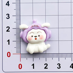 DIY Multicolor Hat Little White Dog Charms Accessories – Customizable Phone Case, Hairpin, Fridge Magnet & Keychain Set