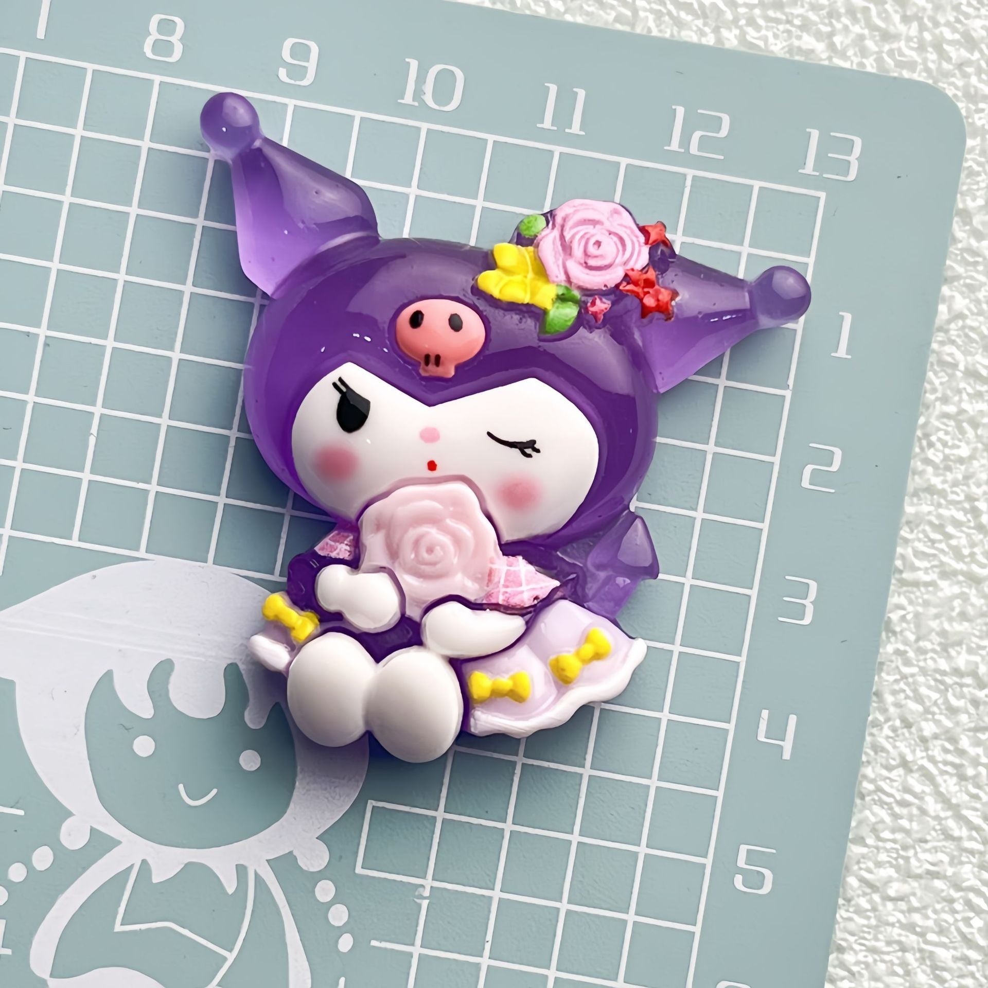 DIY Large Luminous Glossy Purple Rice Charms Accessories – Customizable Phone Case, Hairpin, Fridge Magnet & Keychain Set