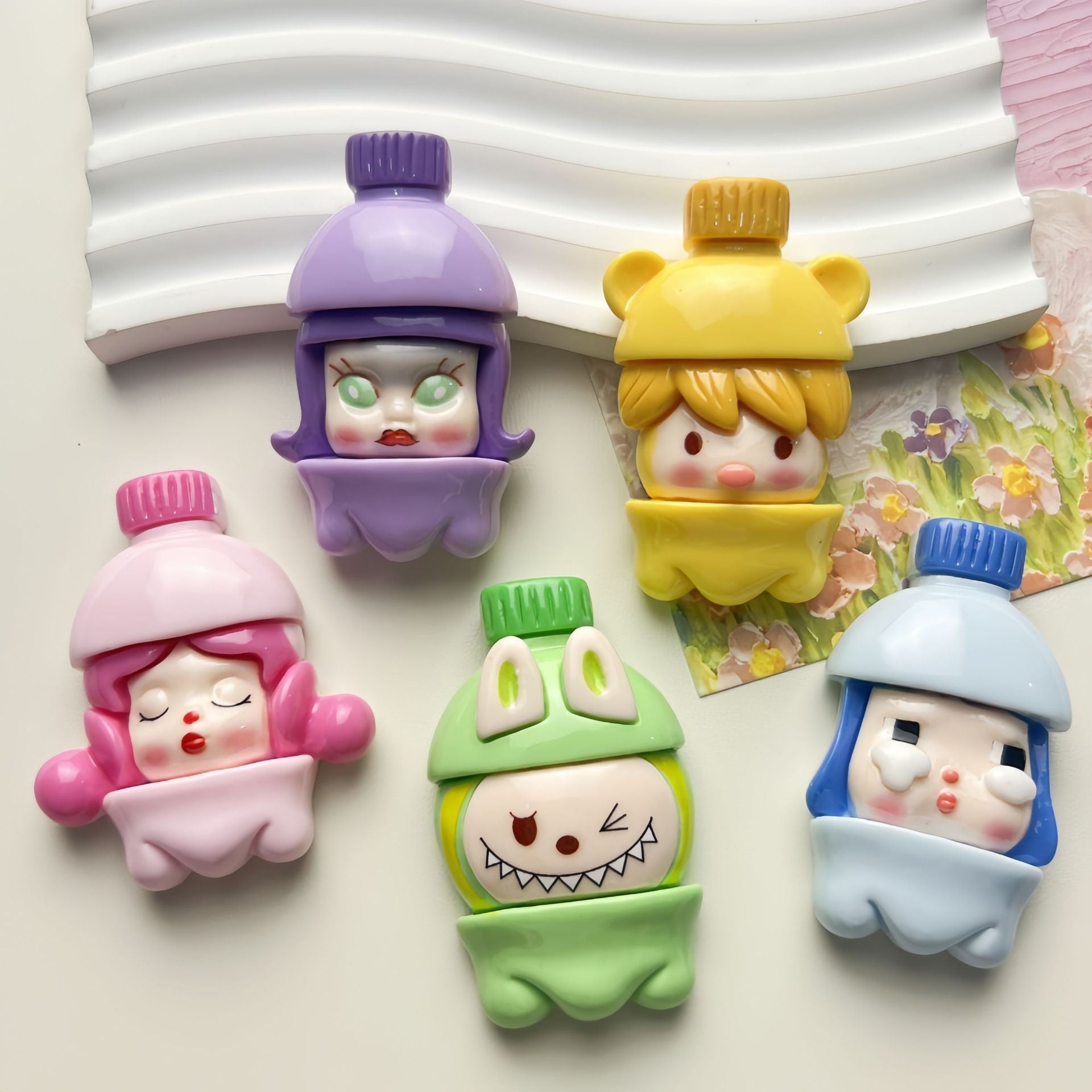 DIY Cartoon Multicolor Creative Water Bottle Charms Accessories – Customizable Phone Case, Hairpin, Fridge Magnet & Keychain Set