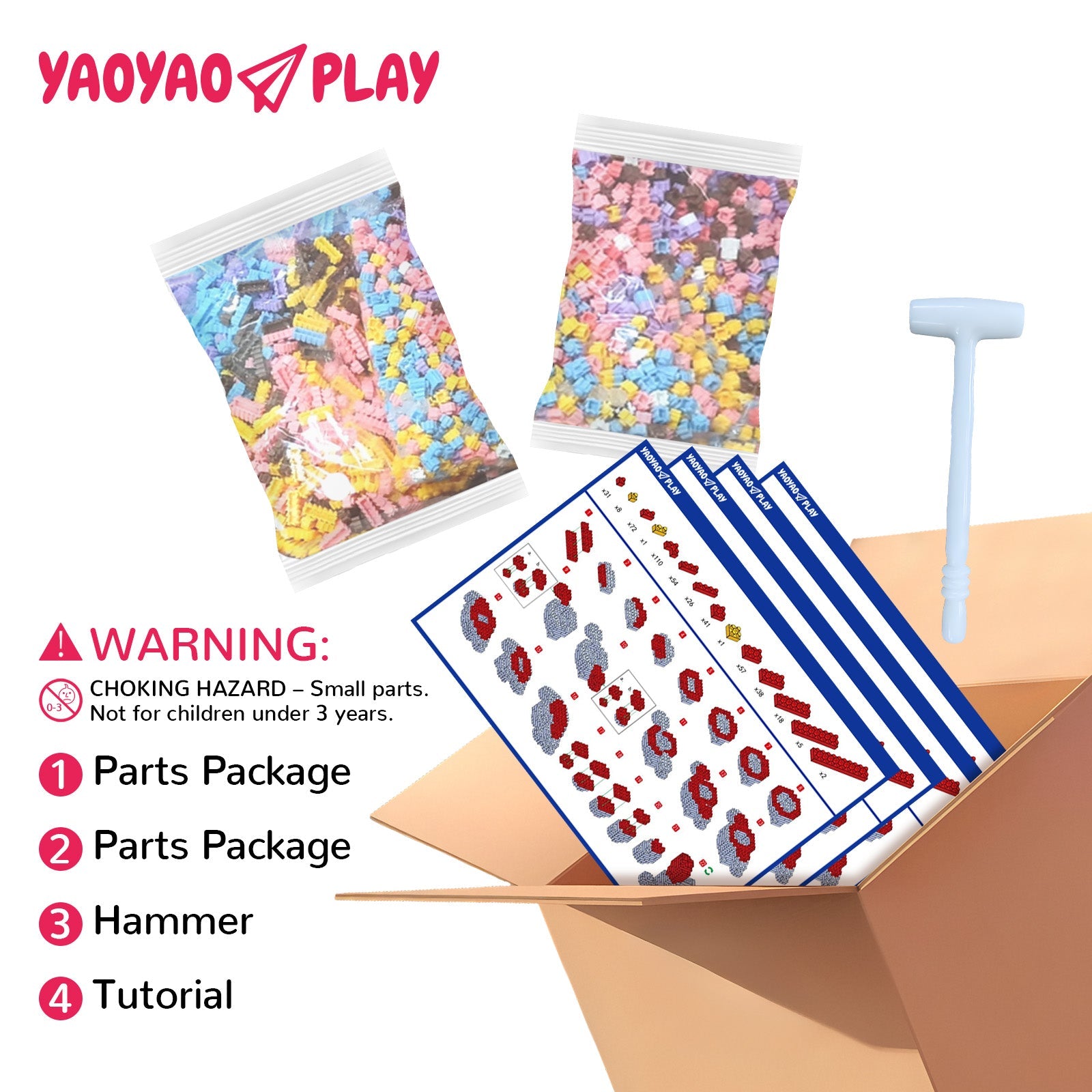 Rainbow Unicorn Plastic Building Blocks