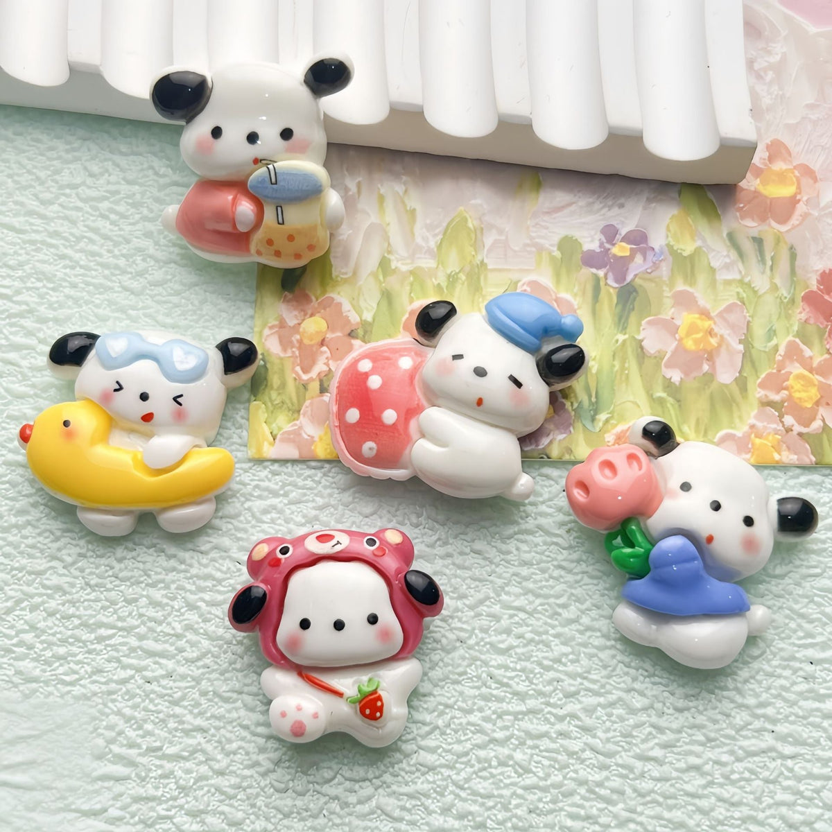 DIY Pochacco Charms Accessories – Customizable Phone Case, Hairpin, Fridge Magnet & Keychain Set