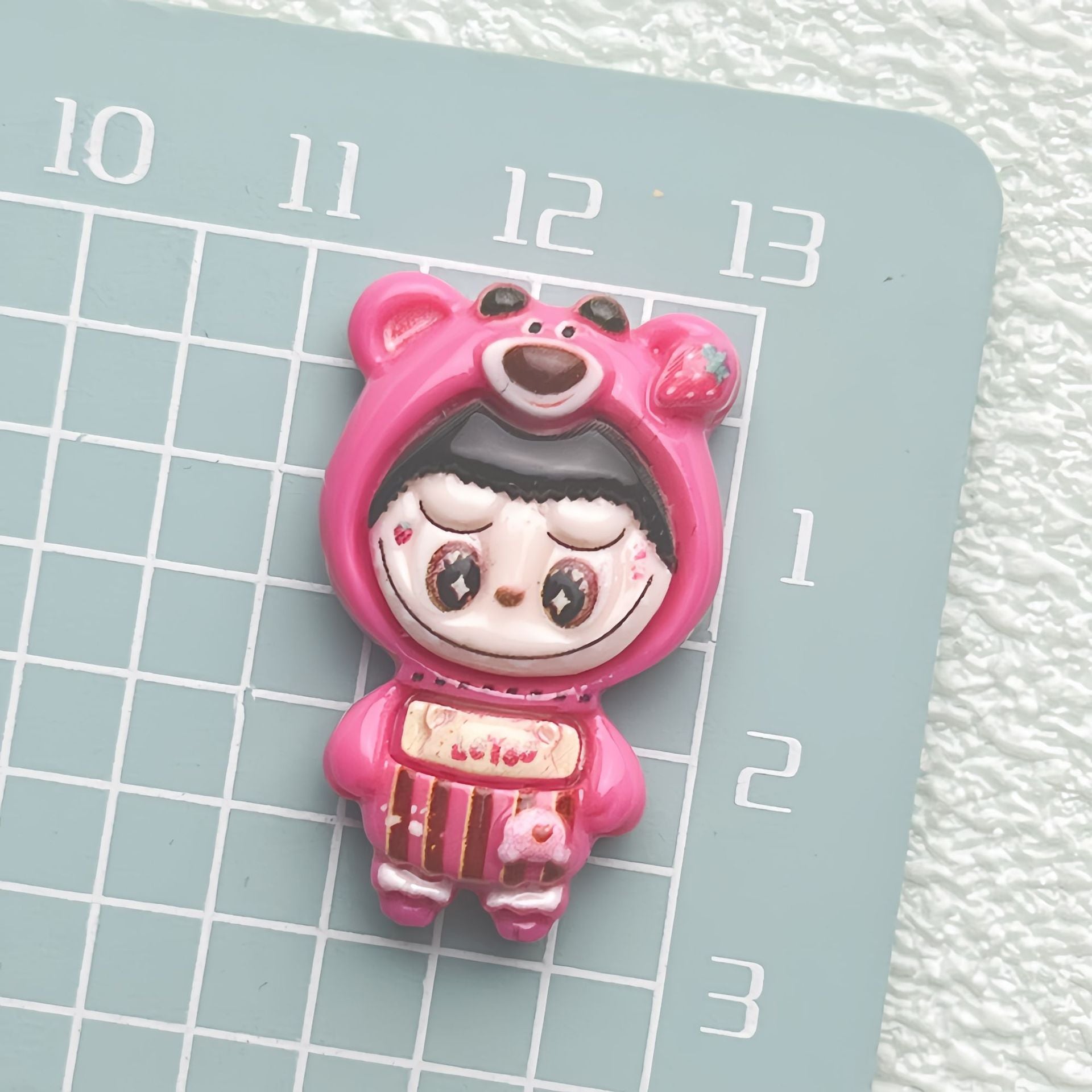 DIY Three-Eyed Red Bear Charms Accessories – Customizable Phone Case, Hairpin, Fridge Magnet & Keychain Set
