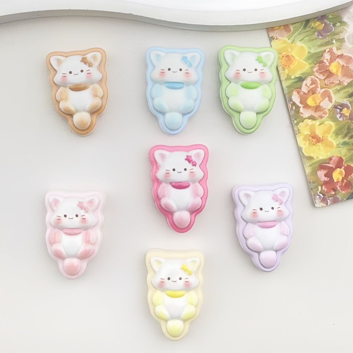 DIY Cat Sandwich Biscuits Charms Accessories – Customizable Phone Case, Hairpin, Fridge Magnet & Keychain Set