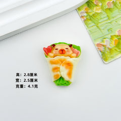 DIY  Food Play Capy Burger Charms Accessories – Customizable Phone Case, Hairpin, Fridge Magnet & Keychain Set