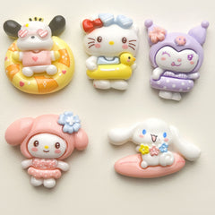 DIY Summer Swimming Ring Sanrio Charms Accessories – Customizable Phone Case, Hairpin, Fridge Magnet & Keychain Set