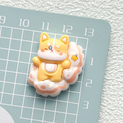 DIY Cartoon Glossy Space Puppy Charms Accessories – Customizable Phone Case, Hairpin, Fridge Magnet & Keychain Set
