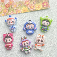 DIY Three-Eyed Red Bear Charms Accessories – Customizable Phone Case, Hairpin, Fridge Magnet & Keychain Set