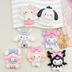 DIY Cute Bow Tie Animal Charms Accessories – Customizable Phone Case, Hairpin, Fridge Magnet & Keychain Set