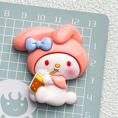 DIY Animal Drinking Milk Tea Charms Accessories – Customizable Phone Case, Hairpin, Fridge Magnet & Keychain Set