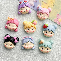 DIY Glossy Girl Head Charms Accessories – Customizable Phone Case, Hairpin, Fridge Magnet & Keychain Set