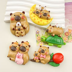 DIY Cartoon Little Turtle and Capybara Charms Accessories – Customizable Phone Case, Hairpin, Fridge Magnet & Keychain Set