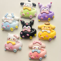 DIY Multi-color Sanrio Bumper Car Charms Accessories – Customizable Phone Case, Hairpin, Fridge Magnet & Keychain Set
