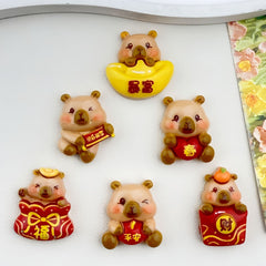 DIY Wink Capibara Charms Accessories – Customizable Phone Case, Hairpin, Fridge Magnet & Keychain Set