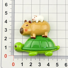 DIY Cartoon Little Turtle and Capybara Charms Accessories – Customizable Phone Case, Hairpin, Fridge Magnet & Keychain Set