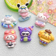 DIY Cute Summer Swimming Sanrio Charms Accessories – Customizable Phone Case, Hairpin, Fridge Magnet & Keychain Set