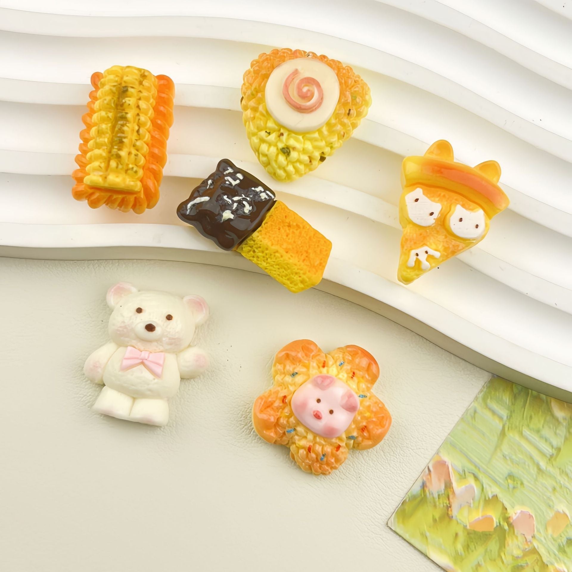 DIY Food Play Bear Food Charms Accessories – Customizable Phone Case, Hairpin, Fridge Magnet & Keychain Set
