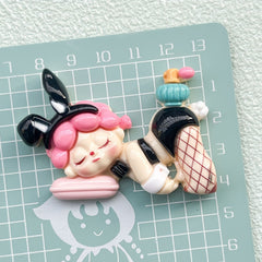 DIY Cartoon Cute Sleeping Girl Charms Accessories – Customizable Phone Case, Hairpin, Fridge Magnet & Keychain Set