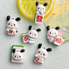DIY Mahjong Puppy Charms Accessories – Customizable Phone Case, Hairpin, Fridge Magnet & Keychain Set