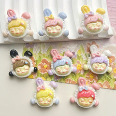 DIY Rabbit Ears Girl Charms Accessories – Customizable Phone Case, Hairpin, Fridge Magnet & Keychain Set