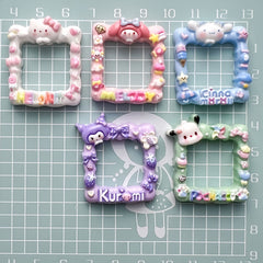 DIY Glossy Cute Sanrio Photo Frame Creative Cartoon  Charms Accessories – Customizable Phone Case, Hairpin, Fridge Magnet & Keychain Set