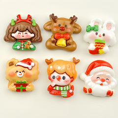 DIY Cartoon Christmas Girl Charms Accessories – Customizable Phone Case, Hairpin, Fridge Magnet & Keychain Set