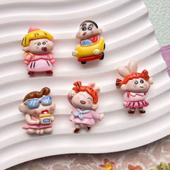 DIY  Milk Tea Drinking Shin-chan Charms Accessories – Customizable Phone Case, Hairpin, Fridge Magnet & Keychain Set